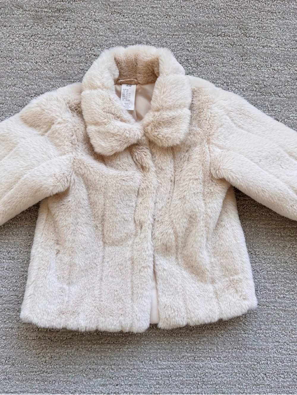 H&M Toddler Girls' Cream Faux Fur Coat - Soft Plush Jacket